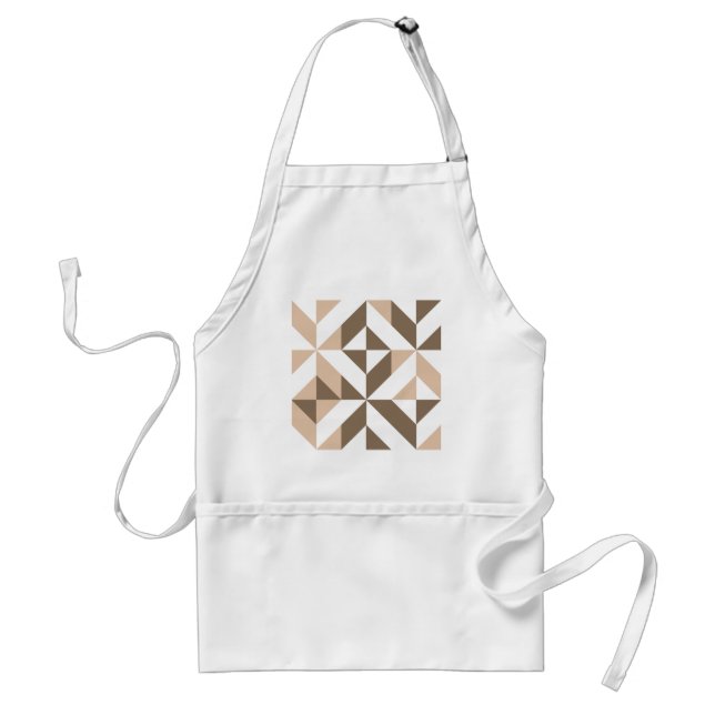 Brown Beige Geometric Cube Pattern Standard Apron (Front)
