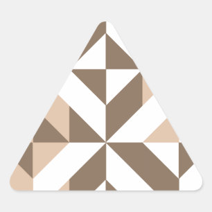 Brown Beige Geometric Cube Pattern Triangle Sticker