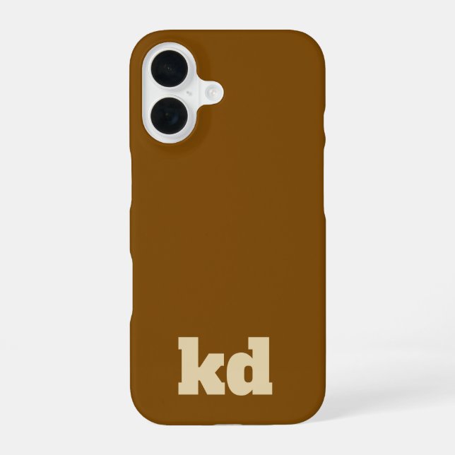brown &beige initials monogram  iPhone 16 case (Back)