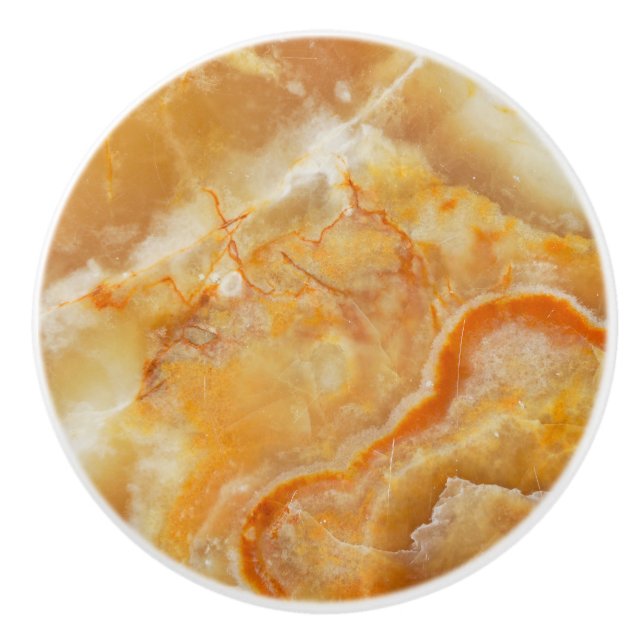 Brown & Beige Marble Print Ceramic Knob (Front)