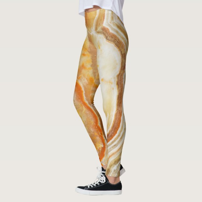 Brown & Beige Marble Print Leggings (Left)