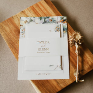 Brown Beige Minimalist Rustic Wedding Invitation Belly Band