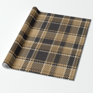 Brown beige plaid pattern wrapping paper