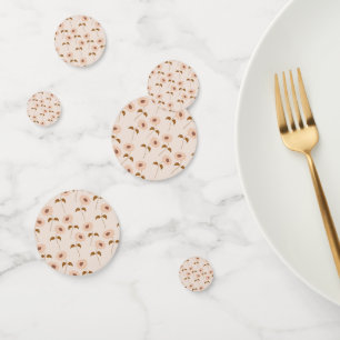 Brown Beige Retro Y2K Hippie Sunflower Pattern Confetti