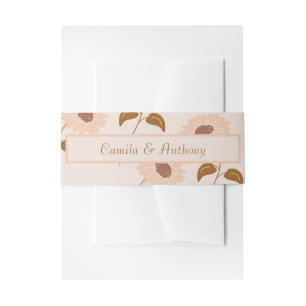 Brown Beige Retro Y2K Hippie Sunflower Pattern Invitation Belly Band
