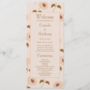 Brown Beige Retro Y2K Hippie Sunflower Pattern Programme