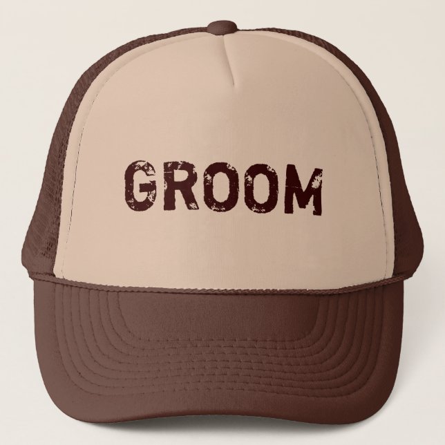 Brown beige rustic theme Groom hat (Front)