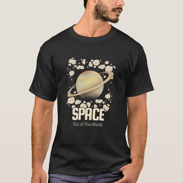 Brown Beige Saturn Planet T-Shirt (Front)
