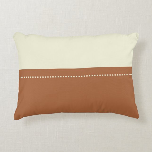 Brown Beige Stripe Colour Block Decorative Cushion (Front)