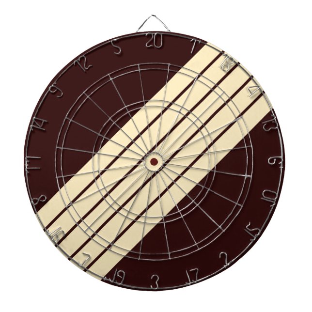 Brown Beige Striped 70s 80s Classic Retro Stripes Dartboard (Front)