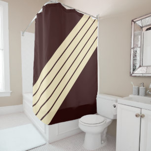 Brown Beige Striped 70s 80s Classic Retro Stripes Shower Curtain
