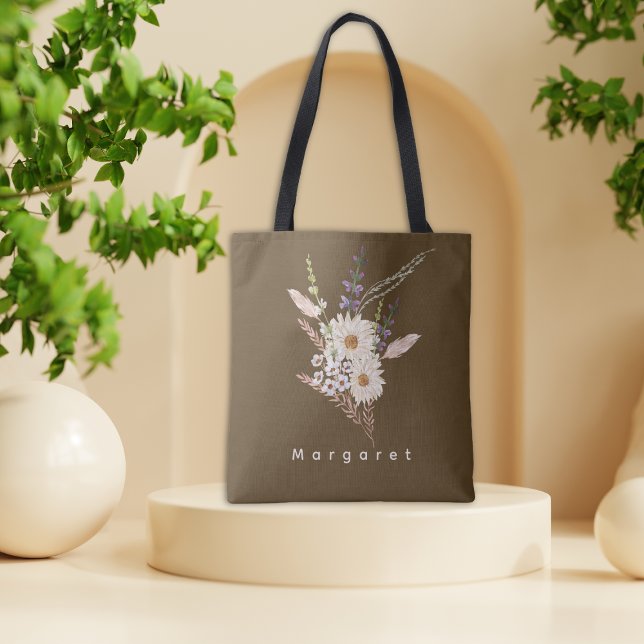 Brown Beige Stylish Floral Chic tote bag  (Creator Uploaded)