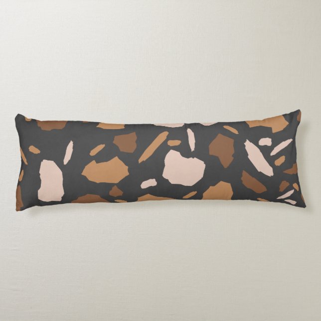 Brown, Beige,  Tan and Grey Terrazzo Marble Body Cushion (Back)