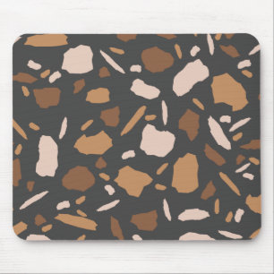 Brown, Beige,  Tan and Grey Terrazzo Marble  Mouse Pad