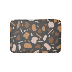 Brown, Beige,  Tan and Grey Terrazzo Pattern  Bath Mat