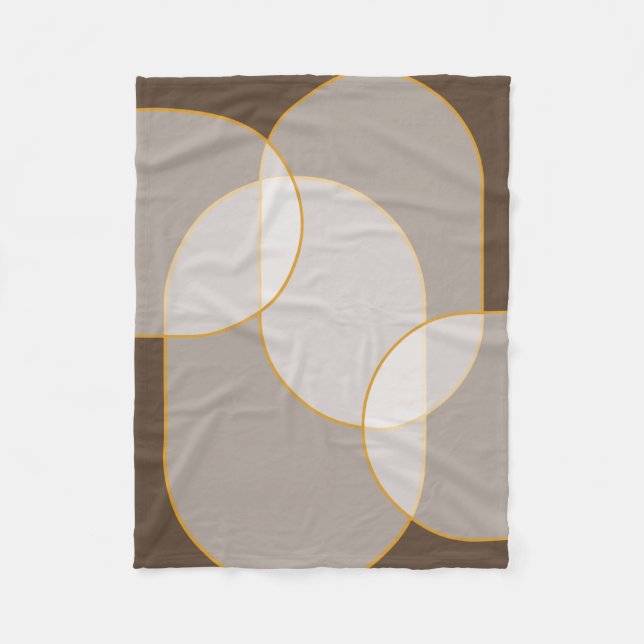 Brown, Beige, Tan & Gold Abstract Arch Pattern  Fleece Blanket (Front)