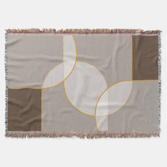 Brown, Beige, Tan & Gold Abstract Arch Pattern Throw Blanket (Front)