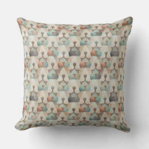 BROWN BEIGE TEAL GREEN GEOMETRIC SHAPES CUSHION