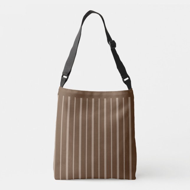 Brown & Beige Vertical Striped Crossbody Bag (Back)