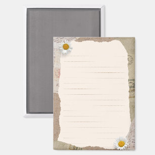 Brown Beige Vintage Scrapbook Lined Notes Magnet