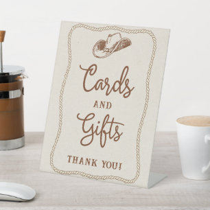 Brown Beige Western Horseshoe Cards and Gifts Pedestal Sign