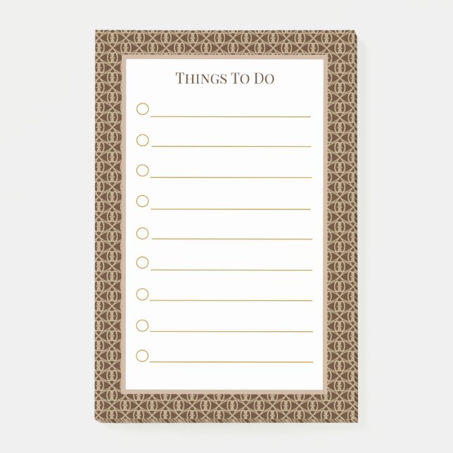 Brown Beige White Things To Do Post-it Notes (Front)