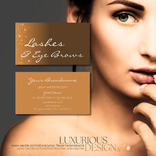 Brown Beige with Glitter Stars Professional Simple Business Card