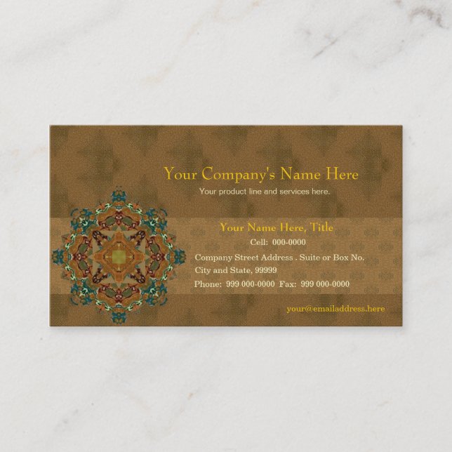 Brown Berber & Mandala Business Card (Front)
