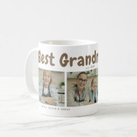 Brown Best Grandma Ever 3 Photo Collage Heart