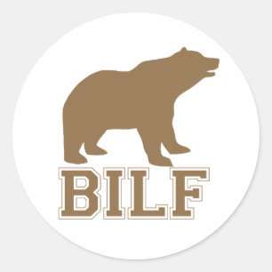 BROWN BILF CLASSIC ROUND STICKER