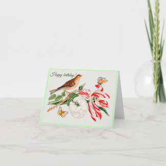 Brown bird on a branch card