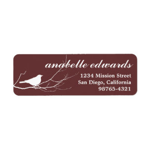 Brown bird on branch modern custom return address