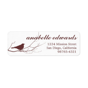 Brown bird on branch modern custom return address