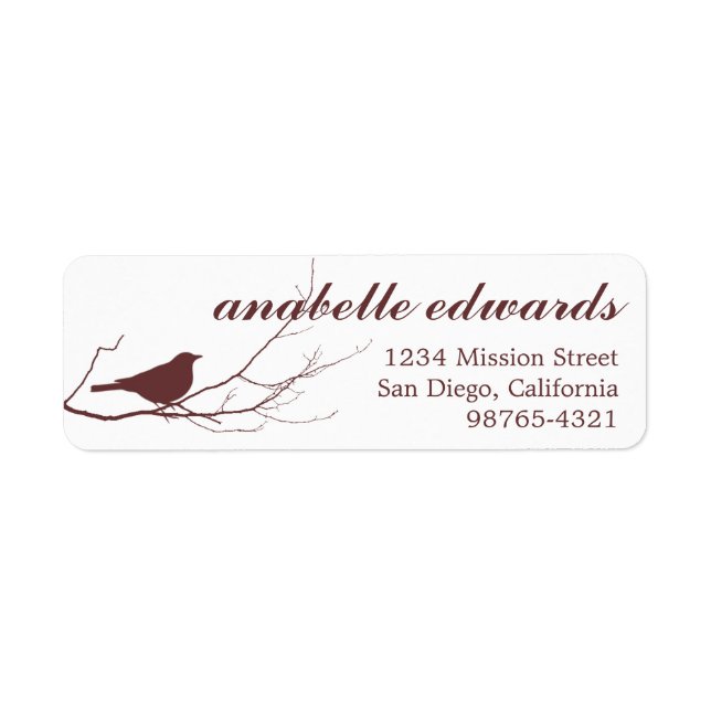 Brown bird on branch modern custom return address (Front)