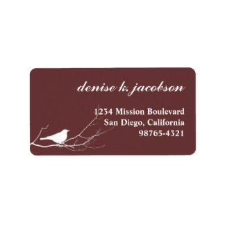 Brown bird on branch modern style return address label