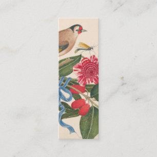 Brown birds, carnations and butterflies bookmark mini business card