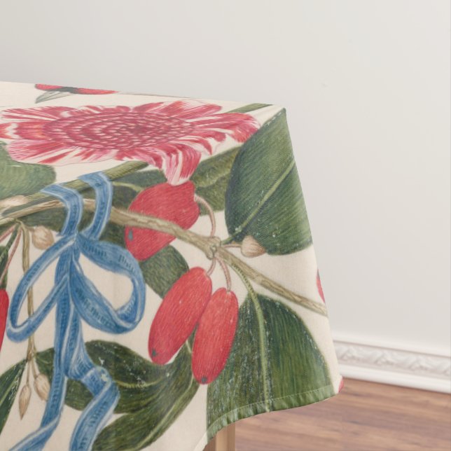 Brown birds with flowers and butterfly tablecloth (In Situ)