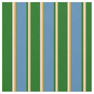 Brown, Bisque, Dark Green, Blue & Green Pattern Fabric