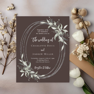 Brown bistre greenery wedding invitation