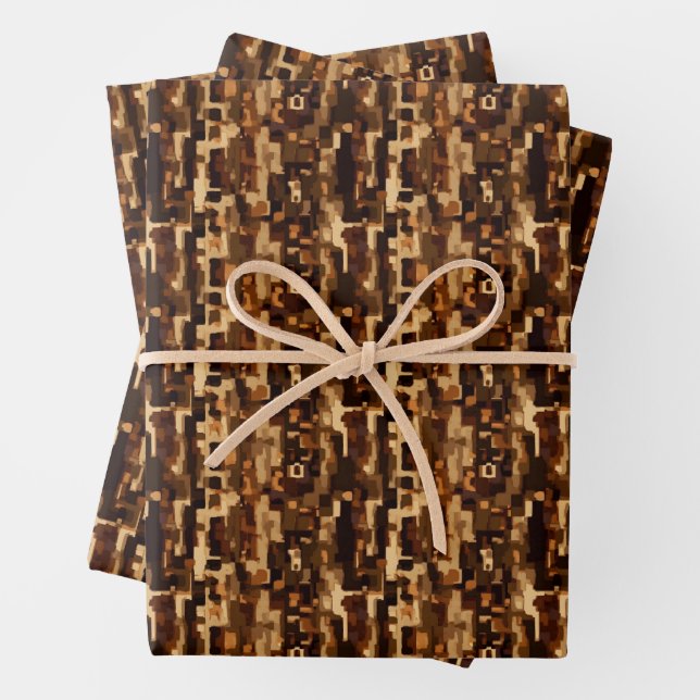Brown & Black Abstract Wrapping Paper Sheet (In situ)