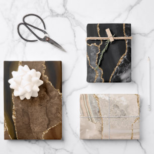 brown black and beige agate wrapping paper sheet