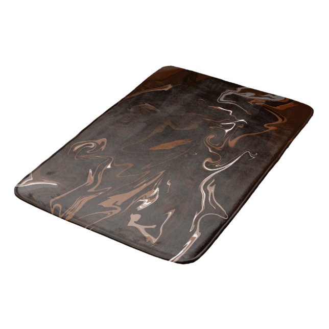 Brown, Black and Grey Swirls Bath Mat (Angled)