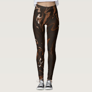 Brown, Black and Grey Swirls Leggings
