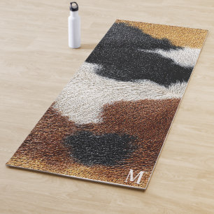 Brown black and white cowhide texture yoga mat