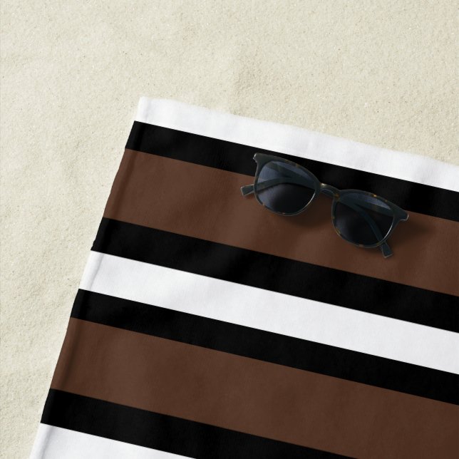 Brown, black and white stripes  beach towel (In Situ)