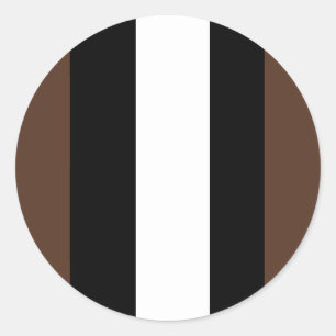 Brown, black and white stripes  classic round sticker