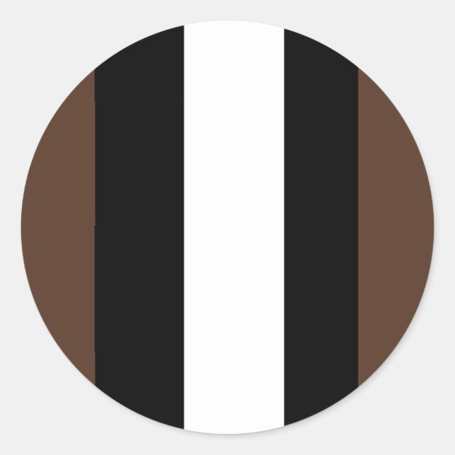 Brown, black and white stripes  classic round sticker (Front)