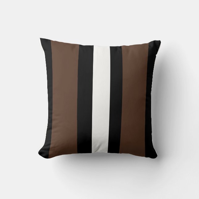 Brown, black and white stripes  cushion (Front)