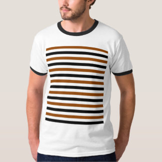 Brown Black and white stripes design T-Shirt