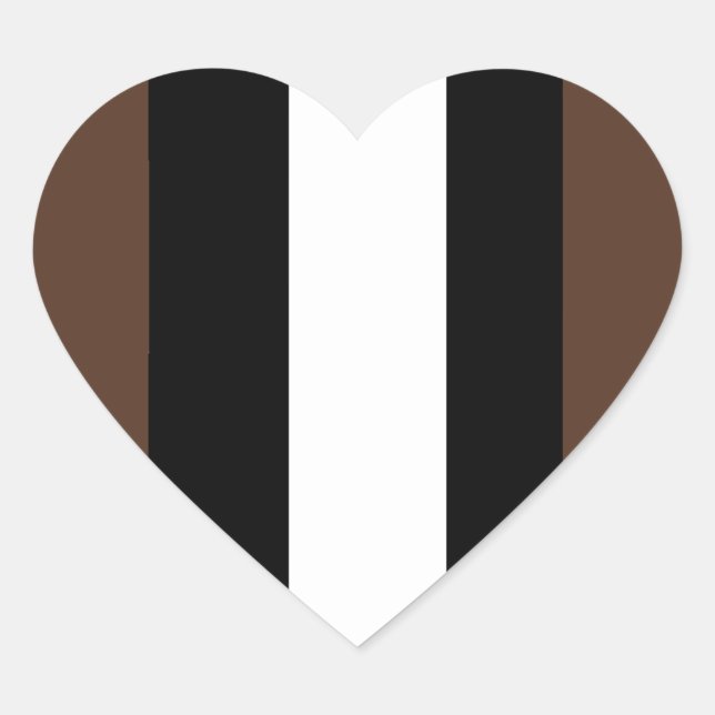 Brown, black and white stripes  heart sticker (Front)